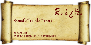 Román Áron névjegykártya
